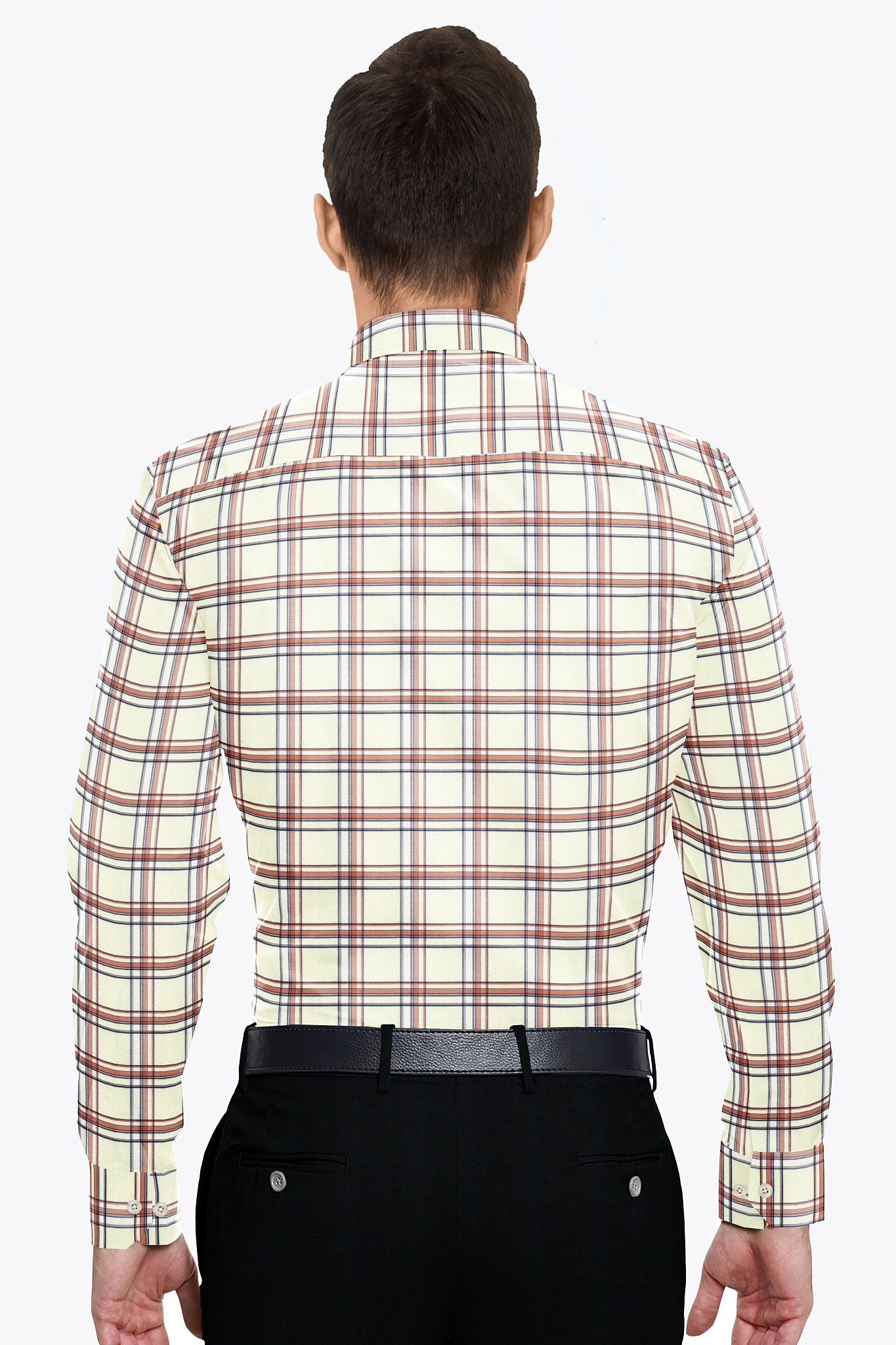 Ivory White and Rusty Brown Checks Cotton Shirt