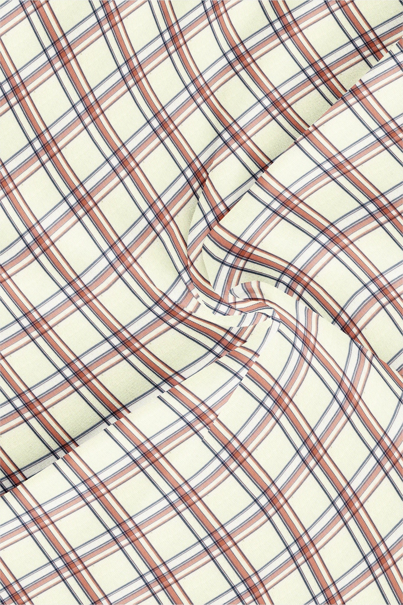 Ivory White and Rusty Brown Checks Cotton Shirt