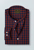 Navy with Maroon Mandarin Gingham Mens Cotton shirt
