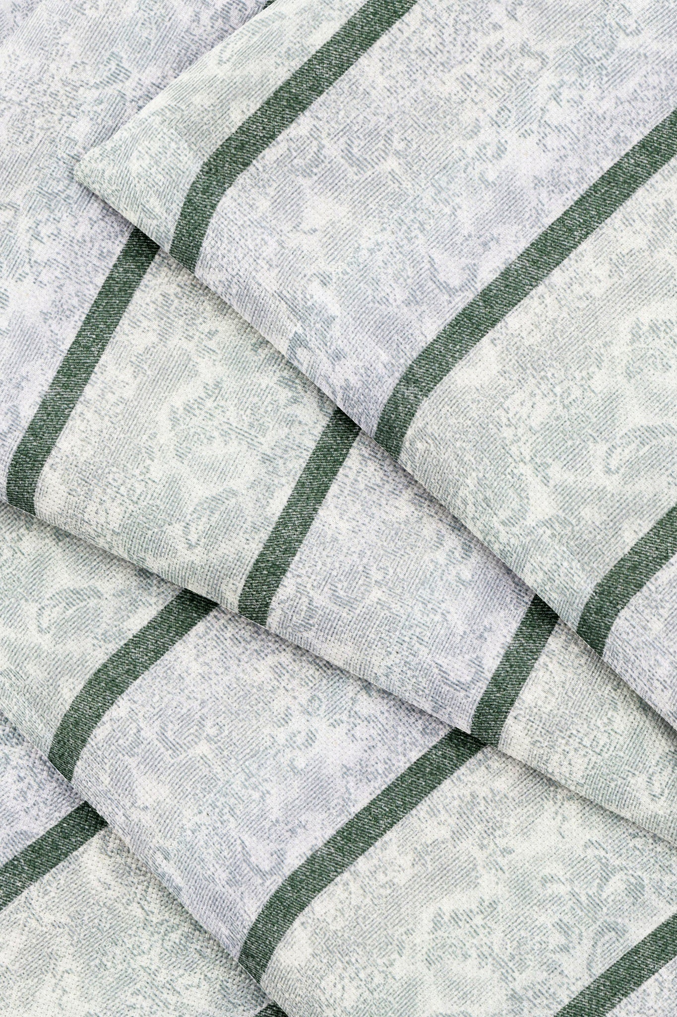 White with Como Green Stripes and Floral Printed Men's Giza Cotton Shirt
