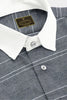 Coal Black and White Wide Stripe Designer Cotton Linen Shirt