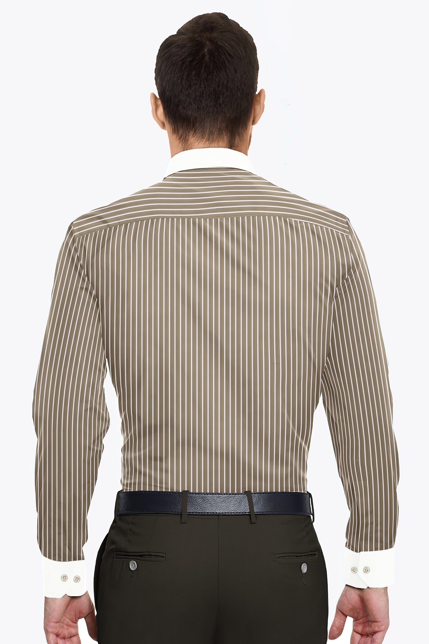 Tortilla Brown and White Pinstripes Designer Cotton Shirt