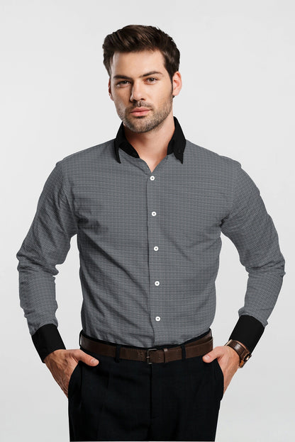 Jet Black and White Checks Designer Cotton Shirt- Plus size designer shirts