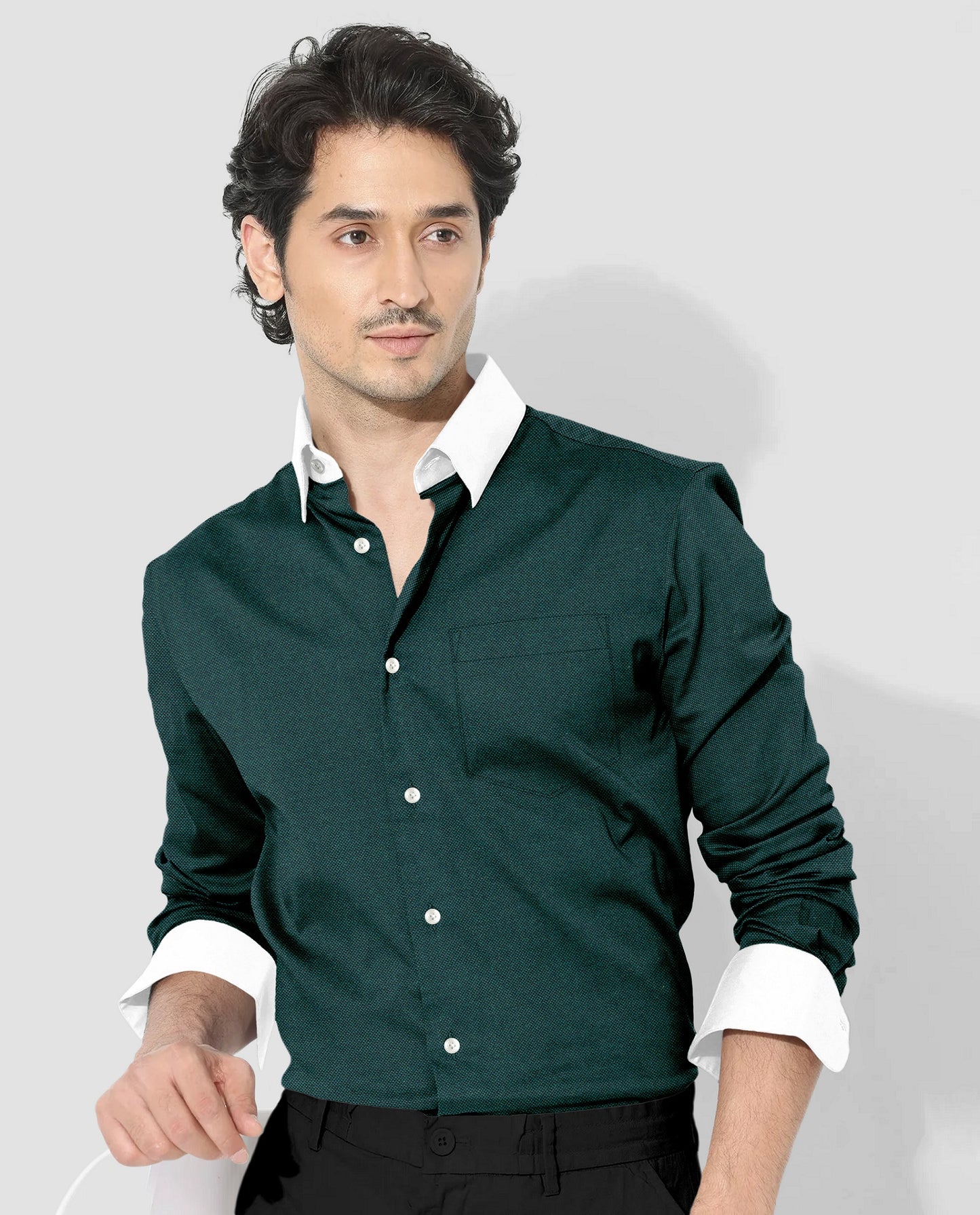 Eden Green Two Toned Premium Oxford Designer Cotton Shirt