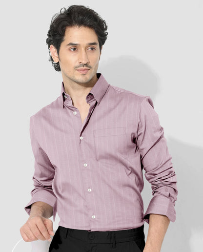 Valerian Pink Chevron Stripes 2 ply Cotton Shirt  