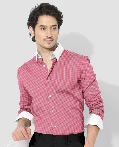 Poinsettia Red and White Ninja Shuriken Printed Designer Cotton Shirt