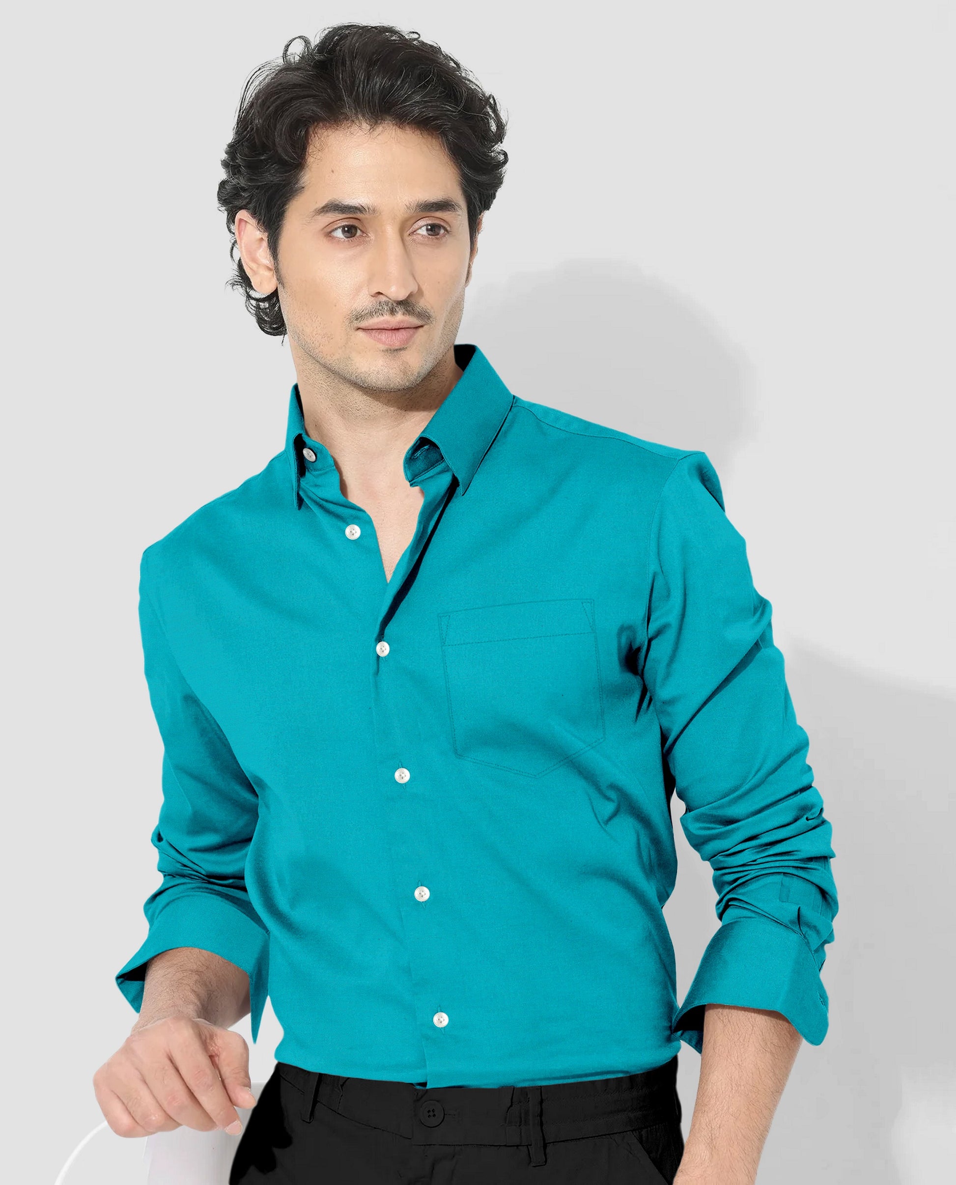 Turquoise Blue Giza Cotton Shirt