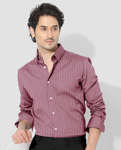 Polignac Pink and Salt White Pinstripes Cotton Shirt