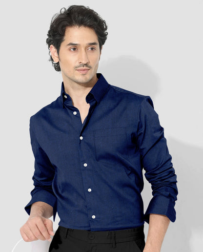 Estate Blue Two Toned Premium Oxford Cotton Shirt
