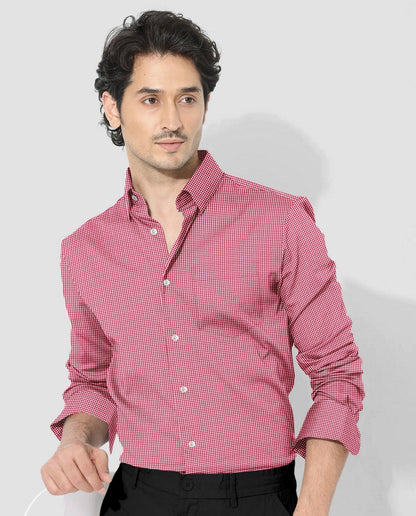 Poinsettia Red and White Ninja Shuriken Printed Cotton Shirt