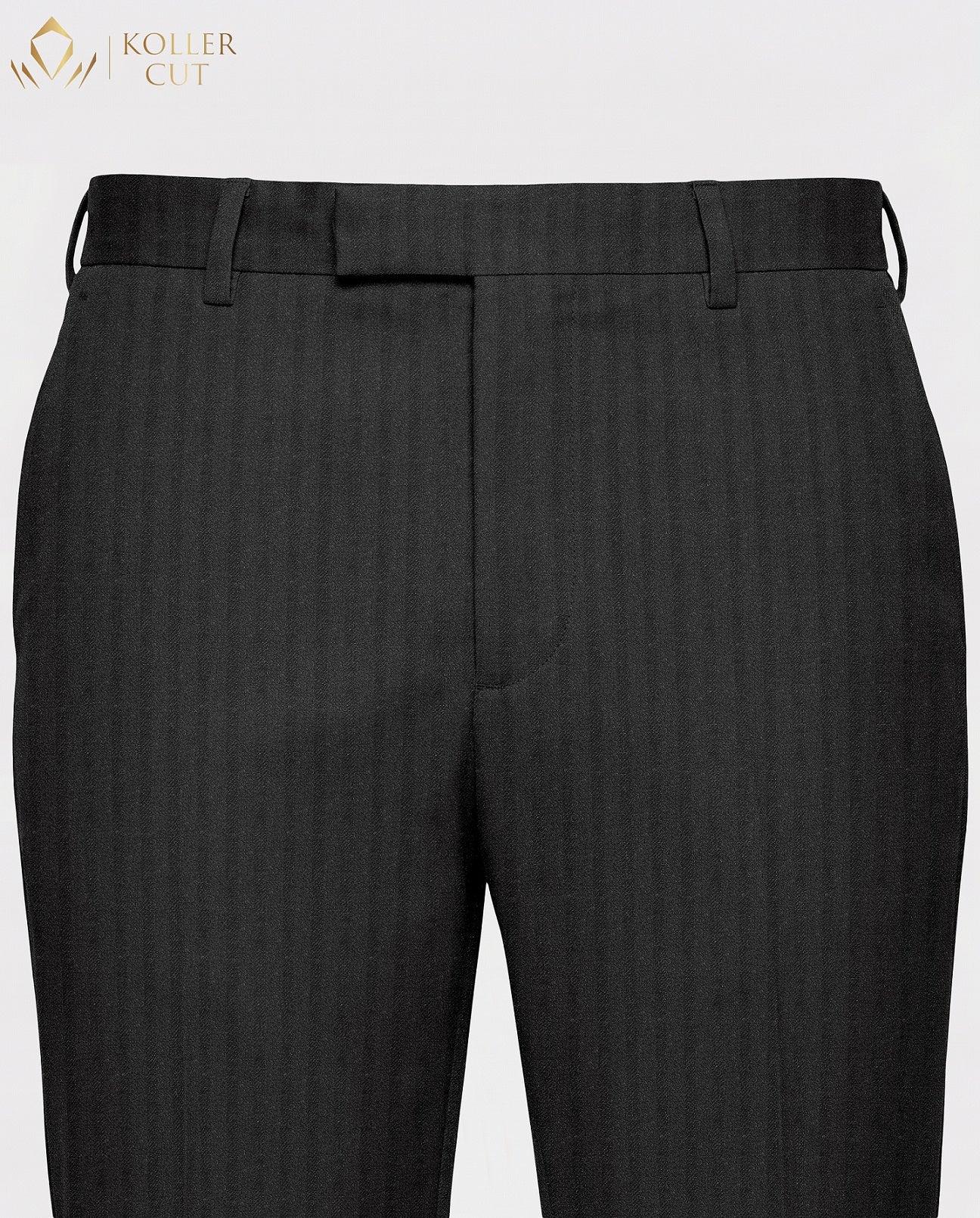 Graphite Gray Wool Blend Slight Stretch Tweed Stripes Pant