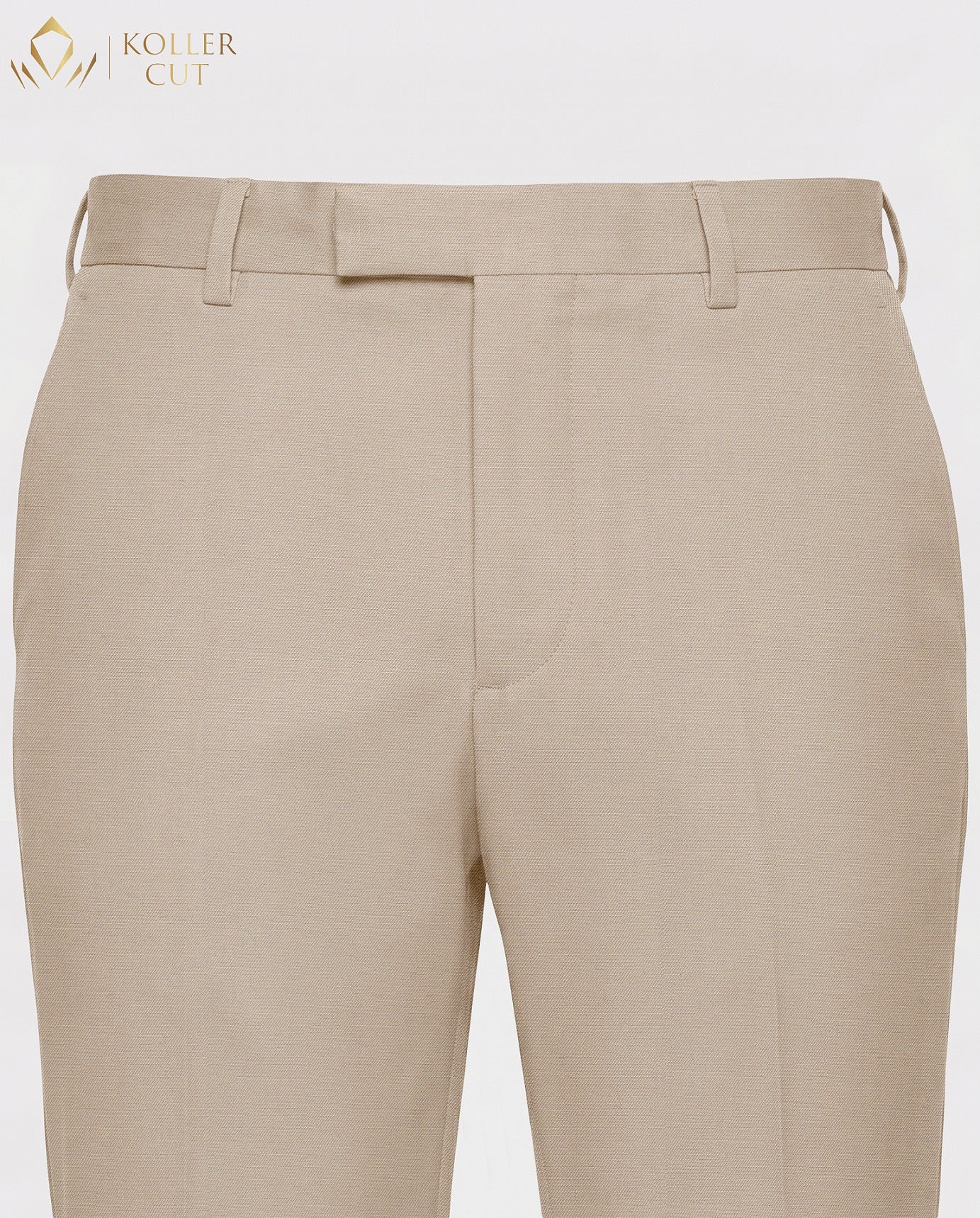 Beige Wool Rich Slight Stretch Pant