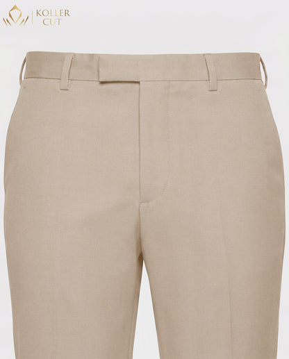 Beige Wool Rich Slight Stretch Pant