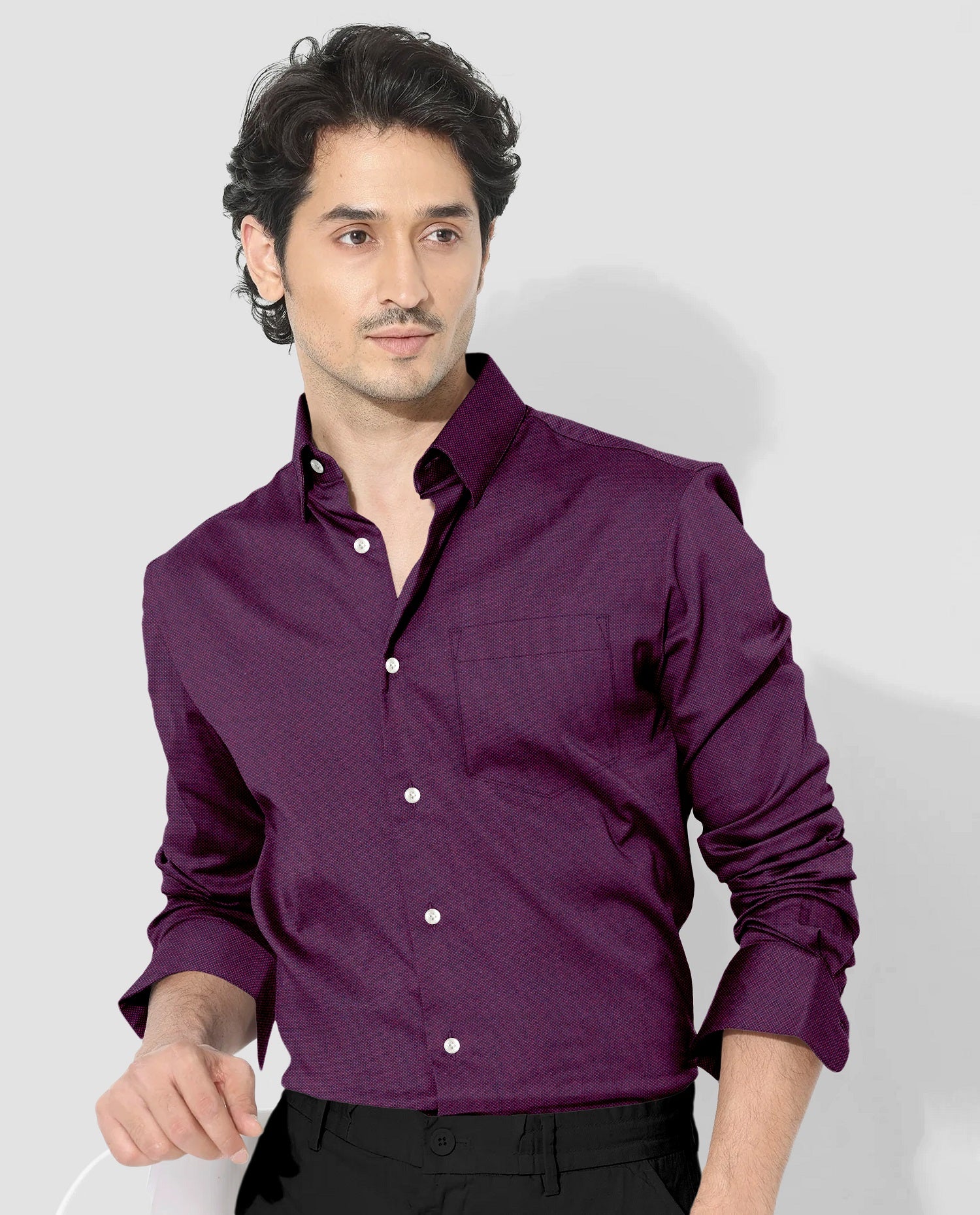 Gloxinia Purple Two Toned Premium Oxford Cotton Shirt