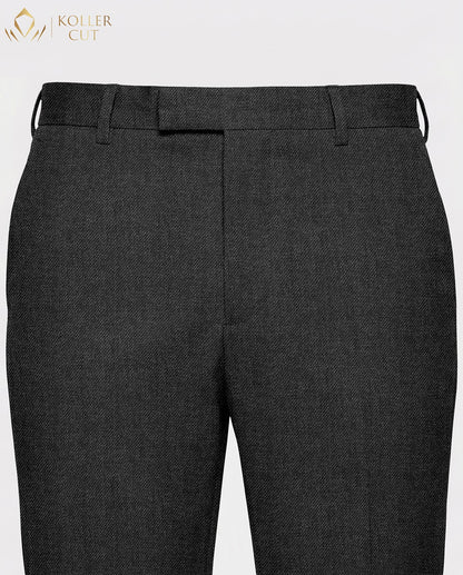Hematite Gray Wool Blend Slight Stretch Tweed Pant