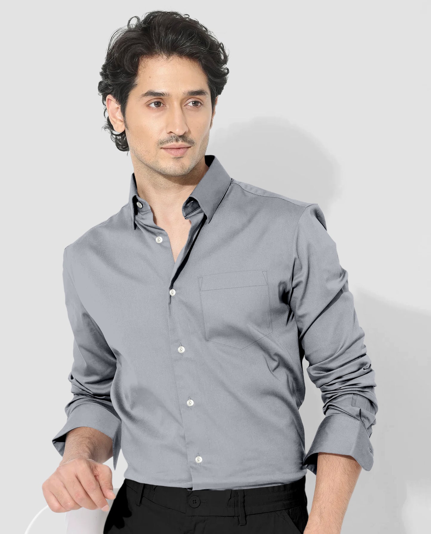 Gray Giza Cotton Shirt