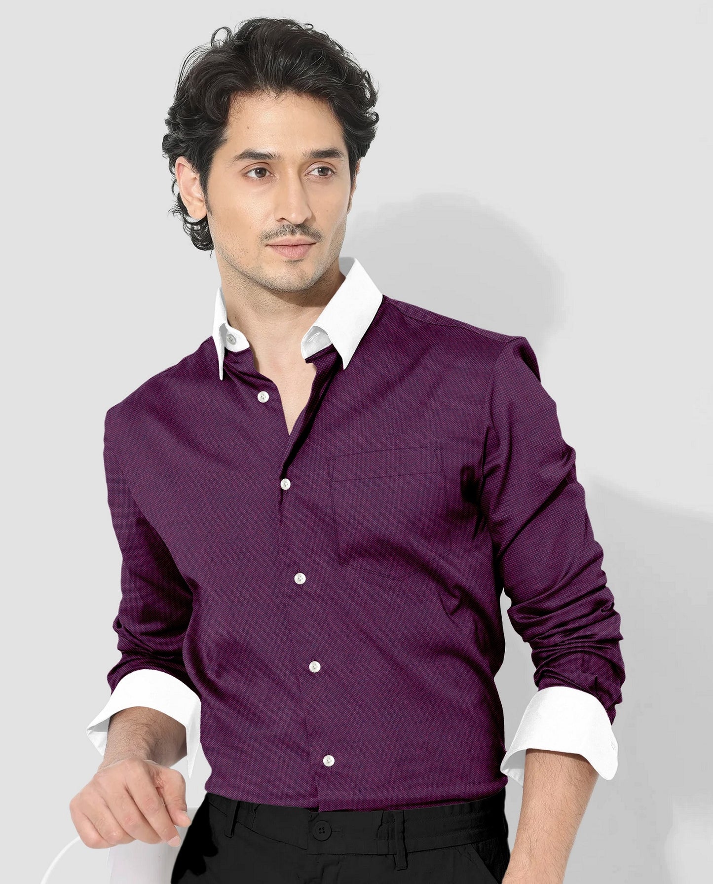 Gloxinia Purple Two Toned Premium Oxford Designer Cotton Shirt