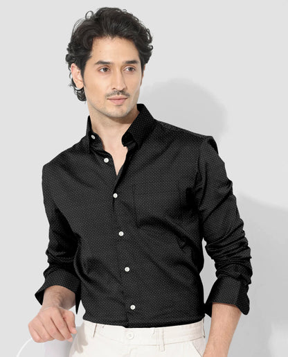 Caribou Grey and Jade Black Square Check 2 Ply Giza Cotton Shirt