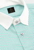 Ambrosia Green and White Candy Stripes Designer Cotton Shirt