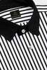 Jet Black and White Candy Stipes Designer Cotton Shirt