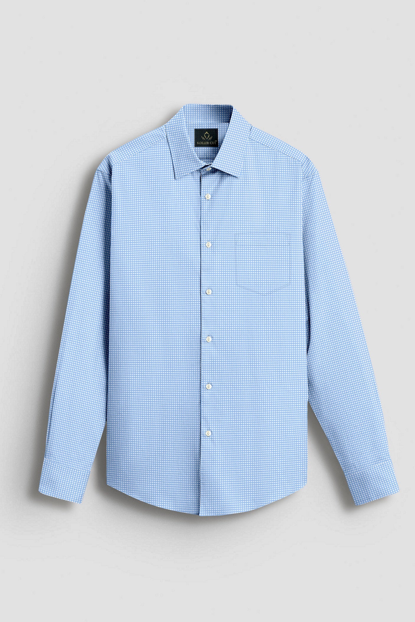 Prescot Sky Blue and White Ninja Kunai Star Shuriken Printed Cotton Shirt