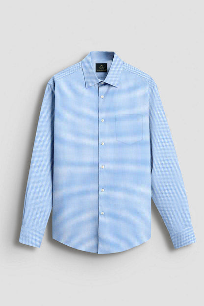 Prescot Sky Blue and White Ninja Kunai Star Shuriken Printed Cotton Shirt