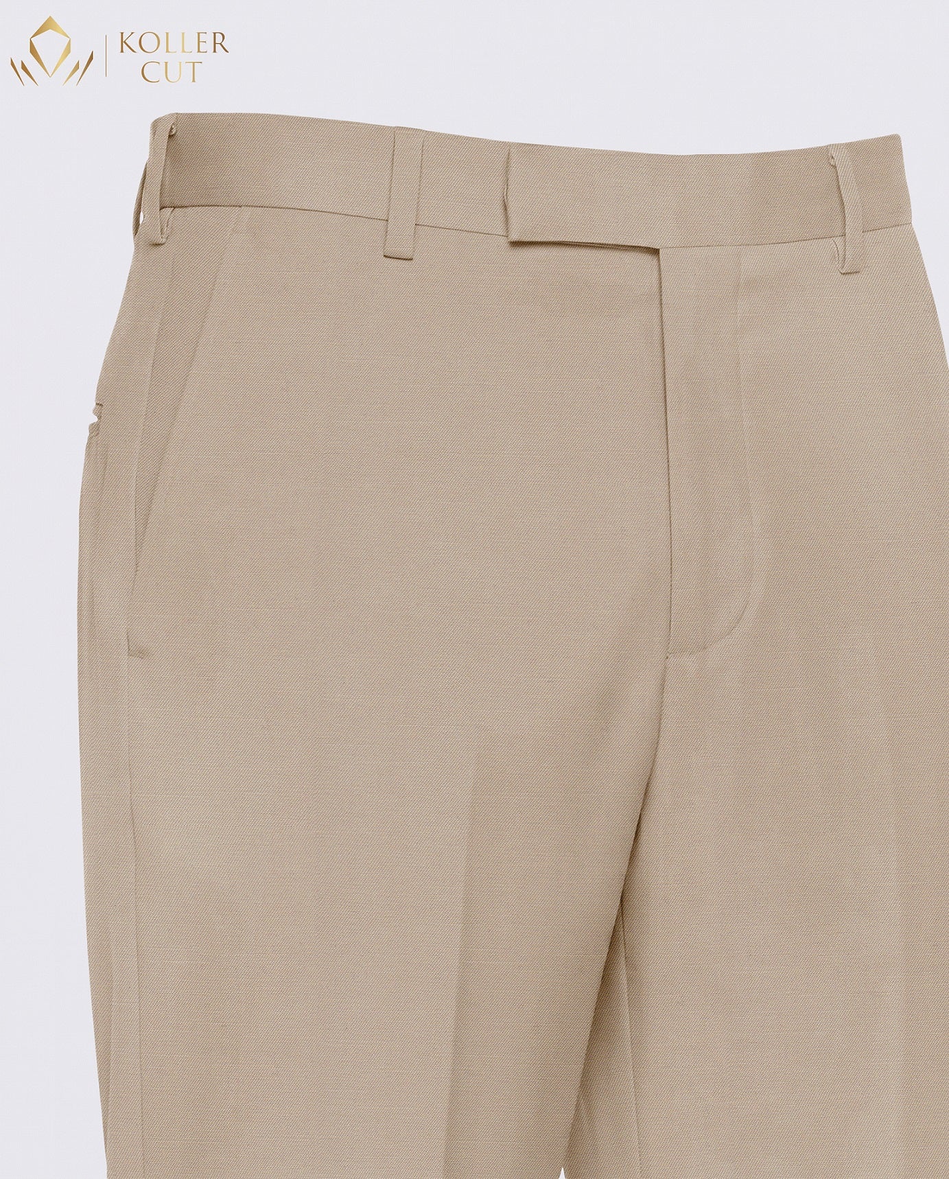 Beige Wool Rich Slight Stretch Pant