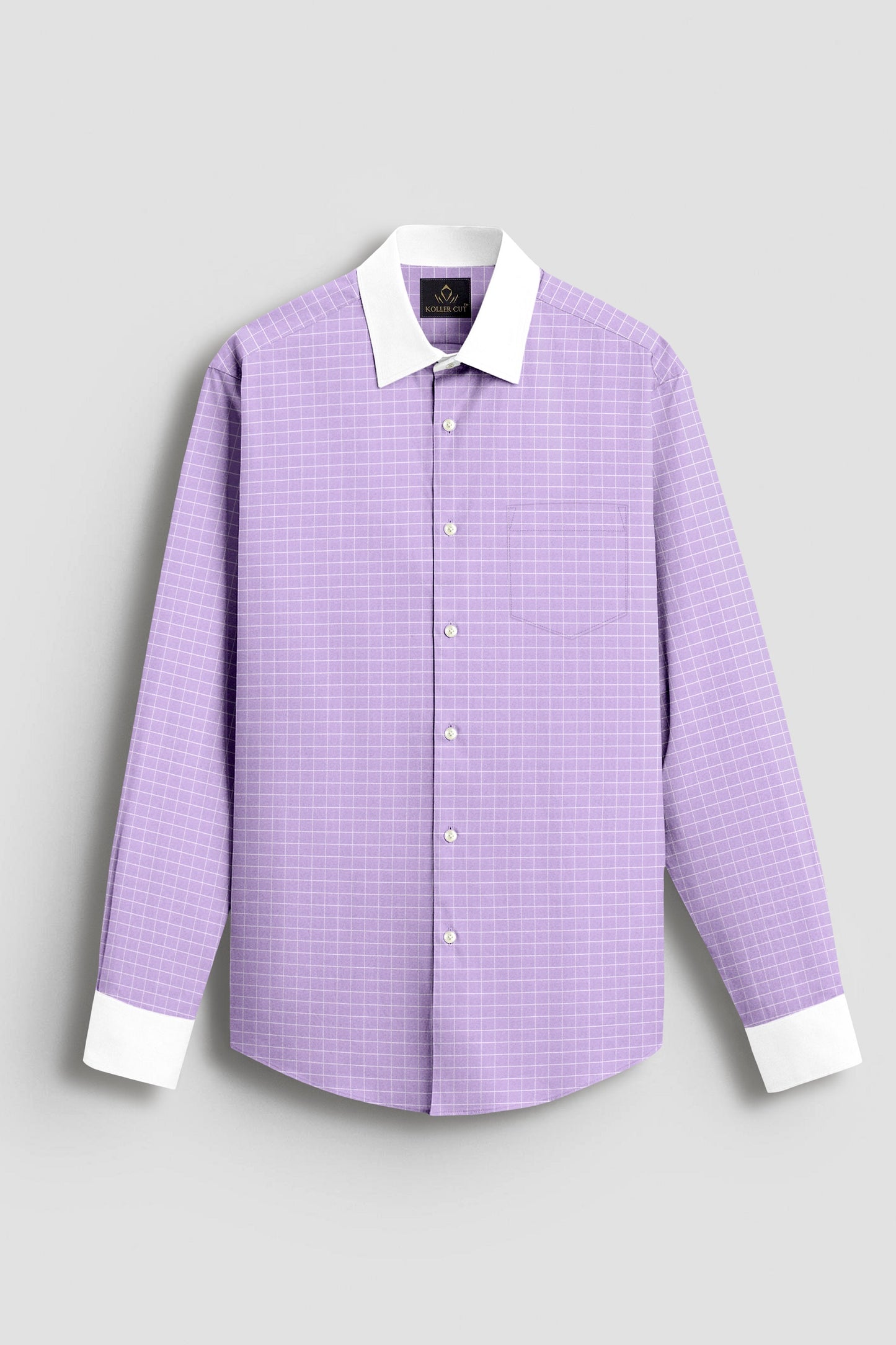 Passiflora Purple and Snow White Checks Designer Cotton Shirt
