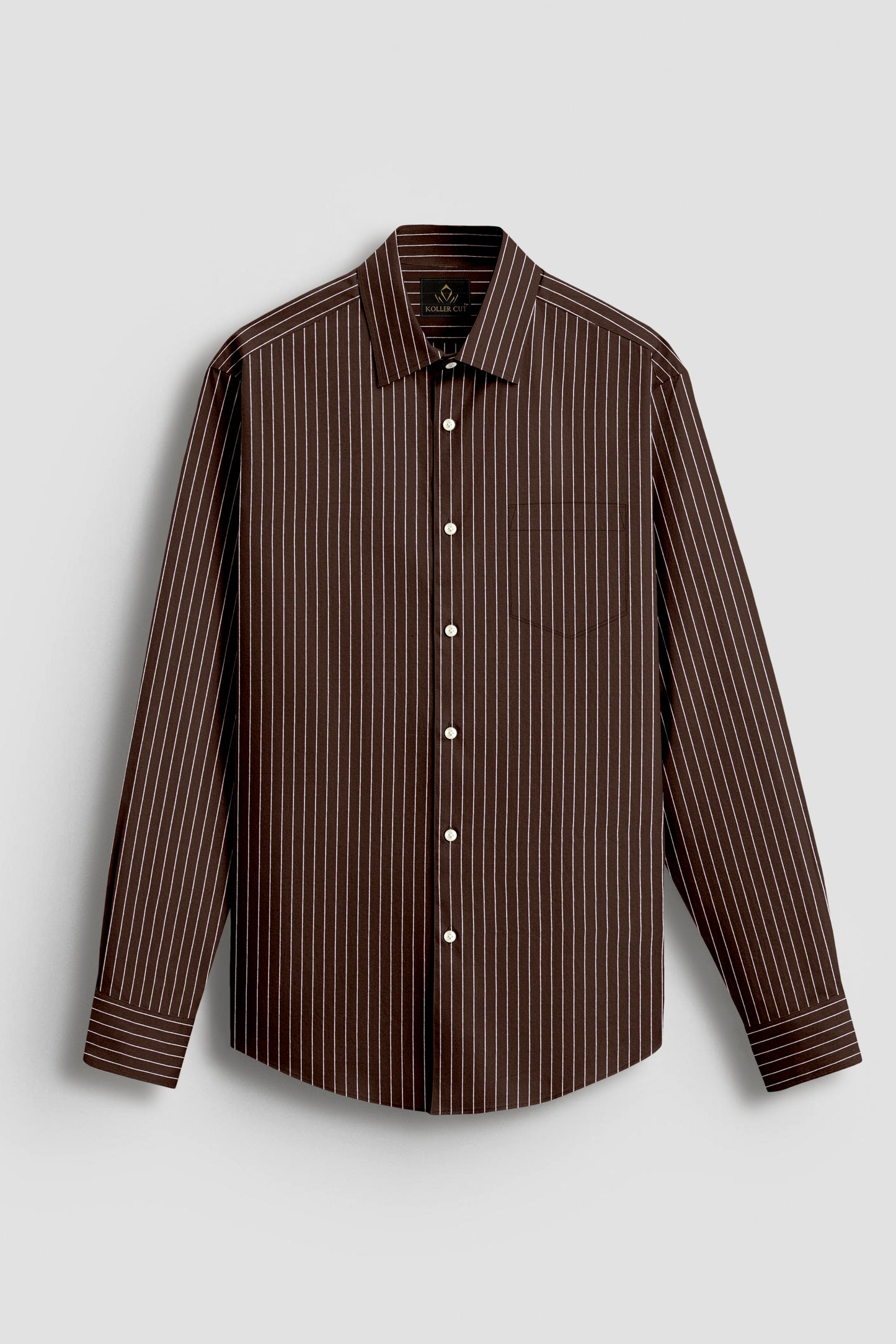 Truffle Brown and Salt White Pinstripes Cotton Shirt