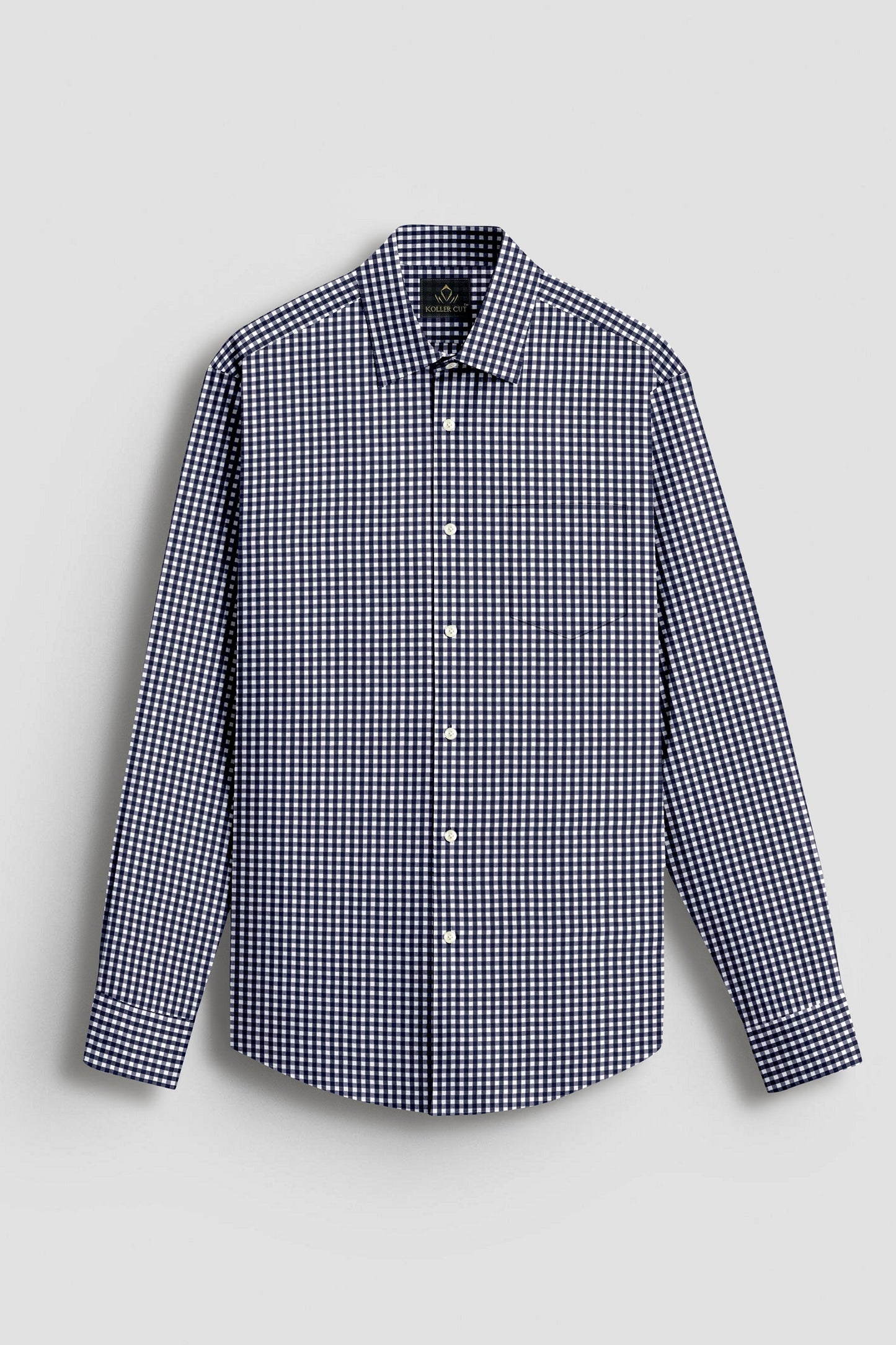 Berryblue and Porcelain White Gingham Checks Cotton Shirt