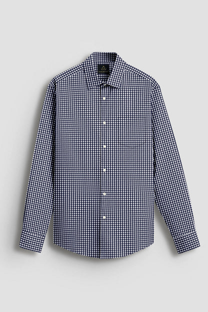 Berryblue and Porcelain White Gingham Checks Cotton Shirt