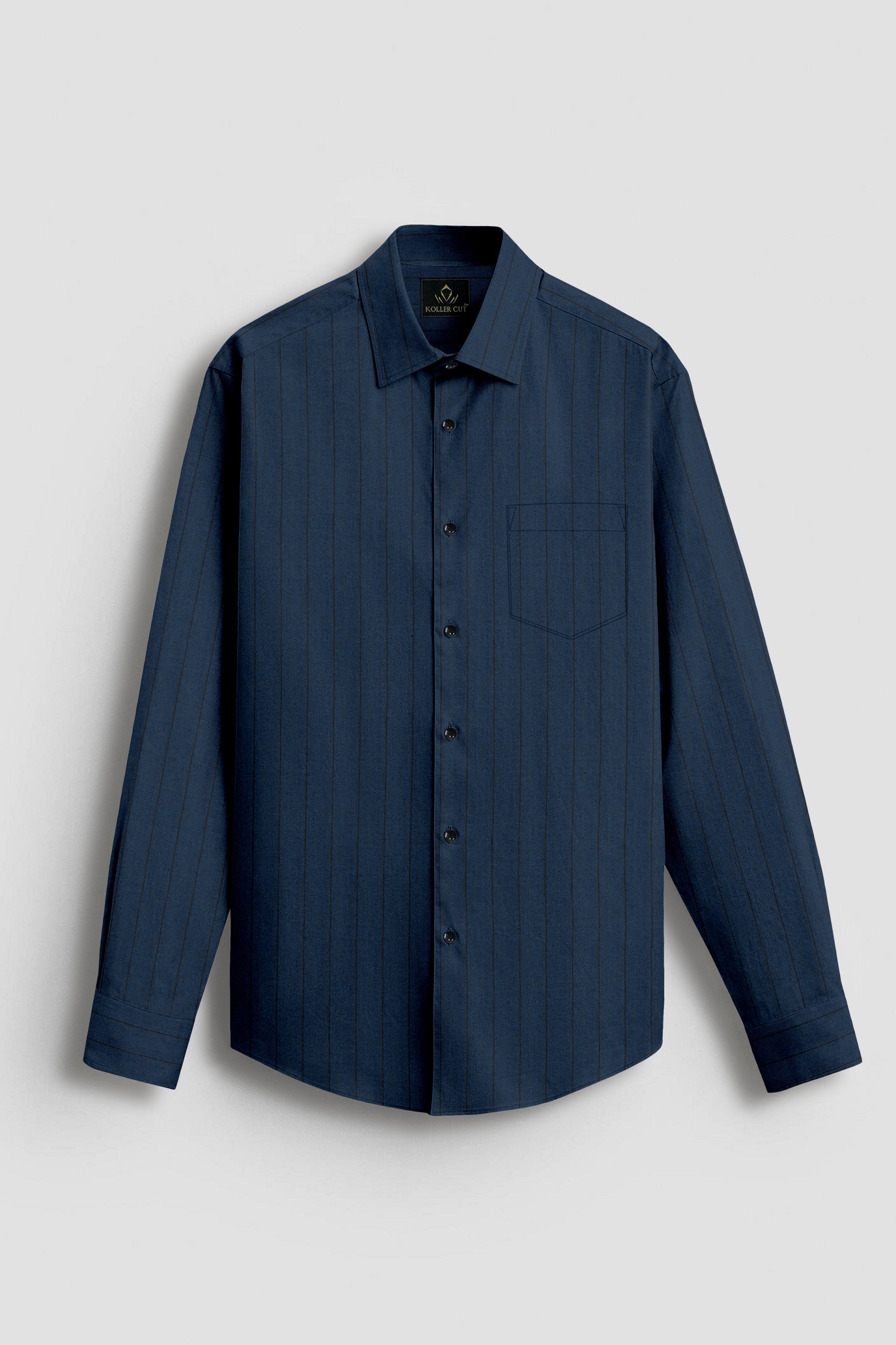 Macaw Blue and Raven Black Pinstripes Oxford Cotton Shirt