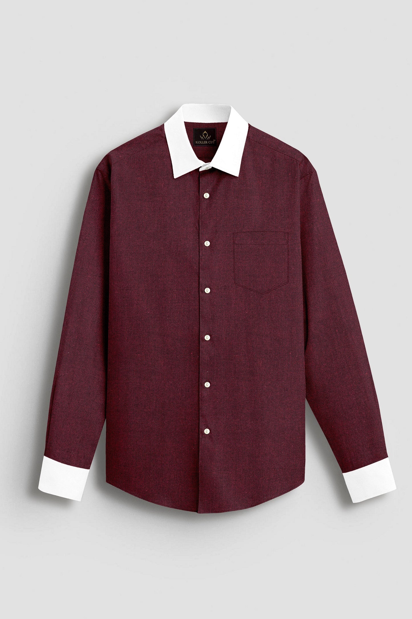 Oxblood Red Two Toned Premium Oxford Designer Cotton Shirt