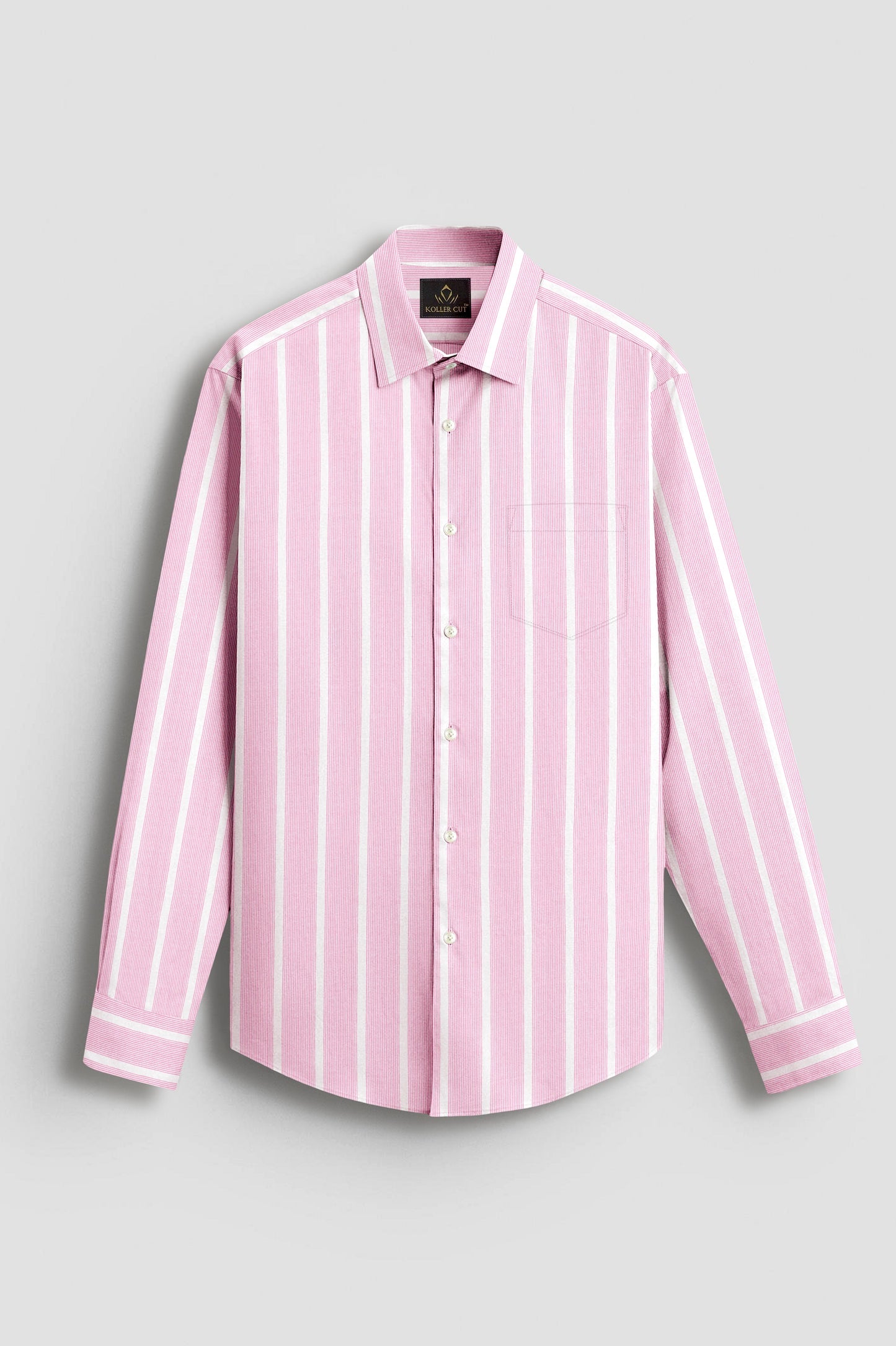 White and Reverie Pink Multitrack Stripes Cotton Shirt