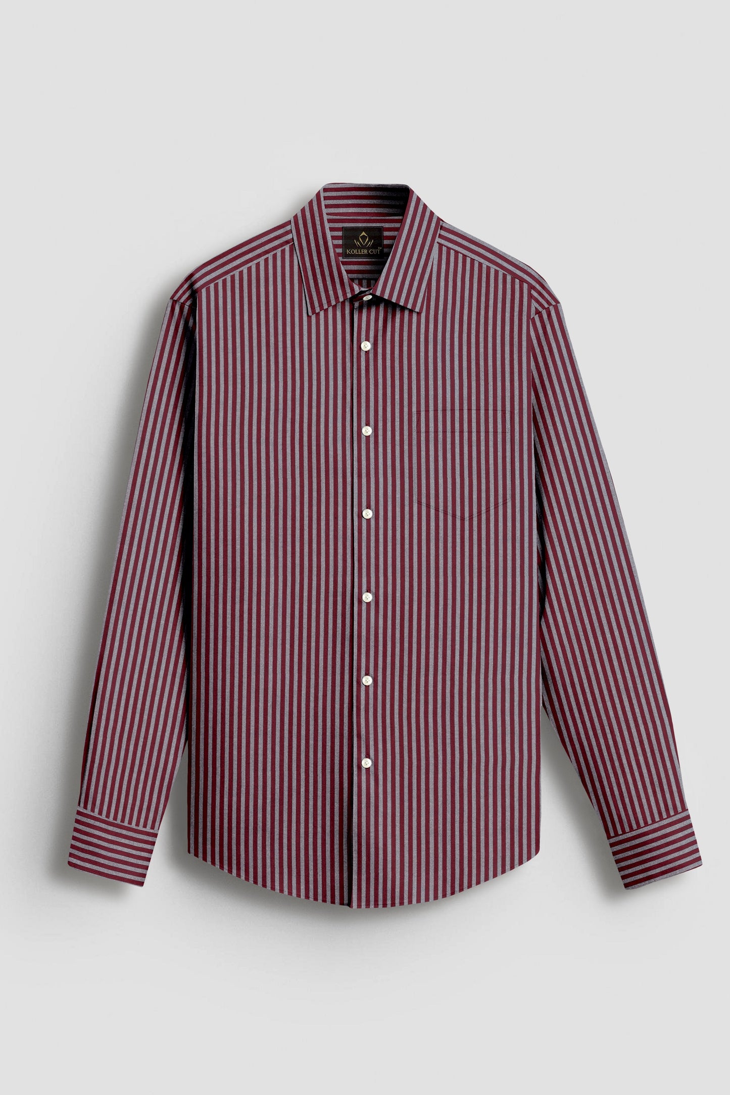 Cabernet Red and Portabella Grey Stripes Cotton Shirt