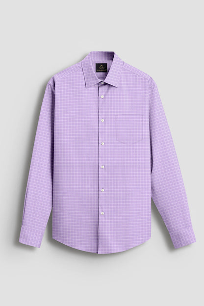 Passiflora Purple and Snow White Checks Cotton Shirt