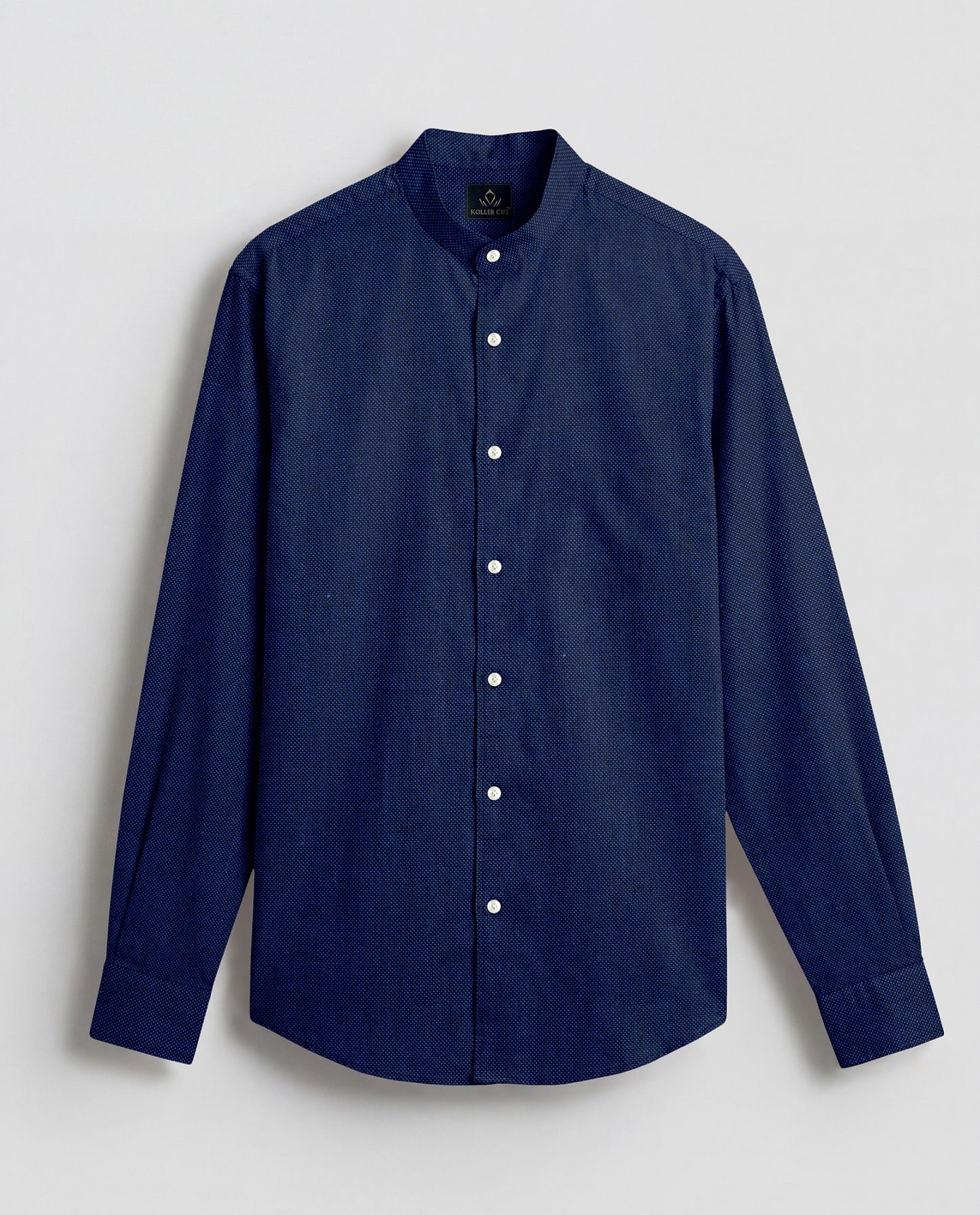 Estate Blue Two Toned Mandarin Collar Premium Oxford Cotton Shirt