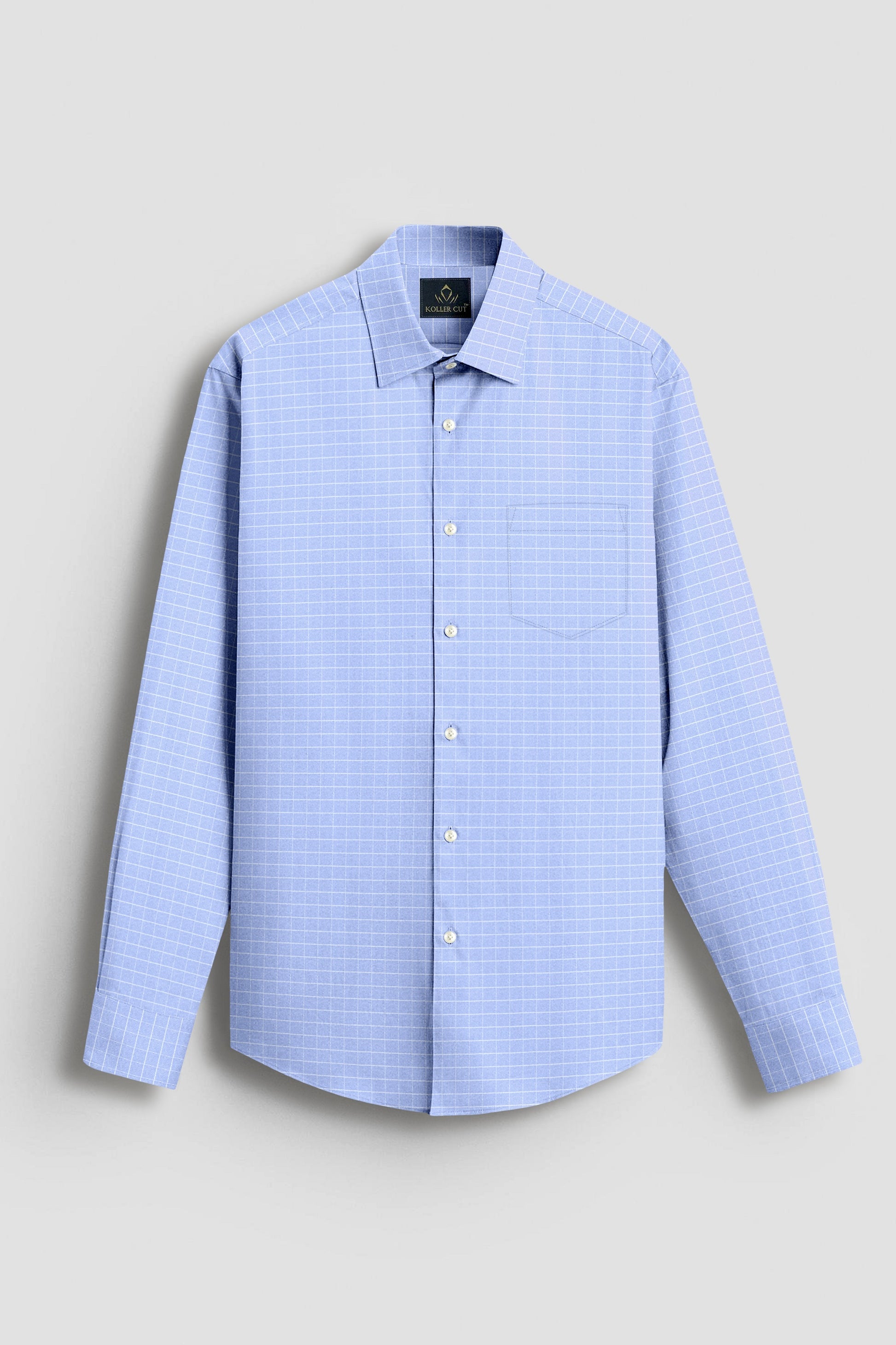Hawkes Blue and Snow White Checks Cotton Shirt