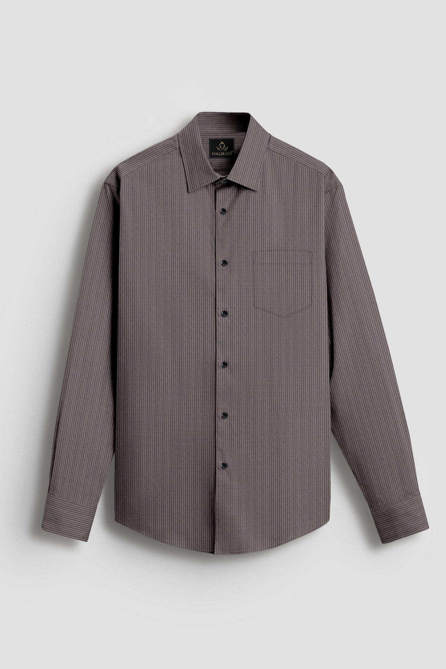 Jaspillite Brown and Coal Black Herringbone Stripes Oxford Cotton Shirt
