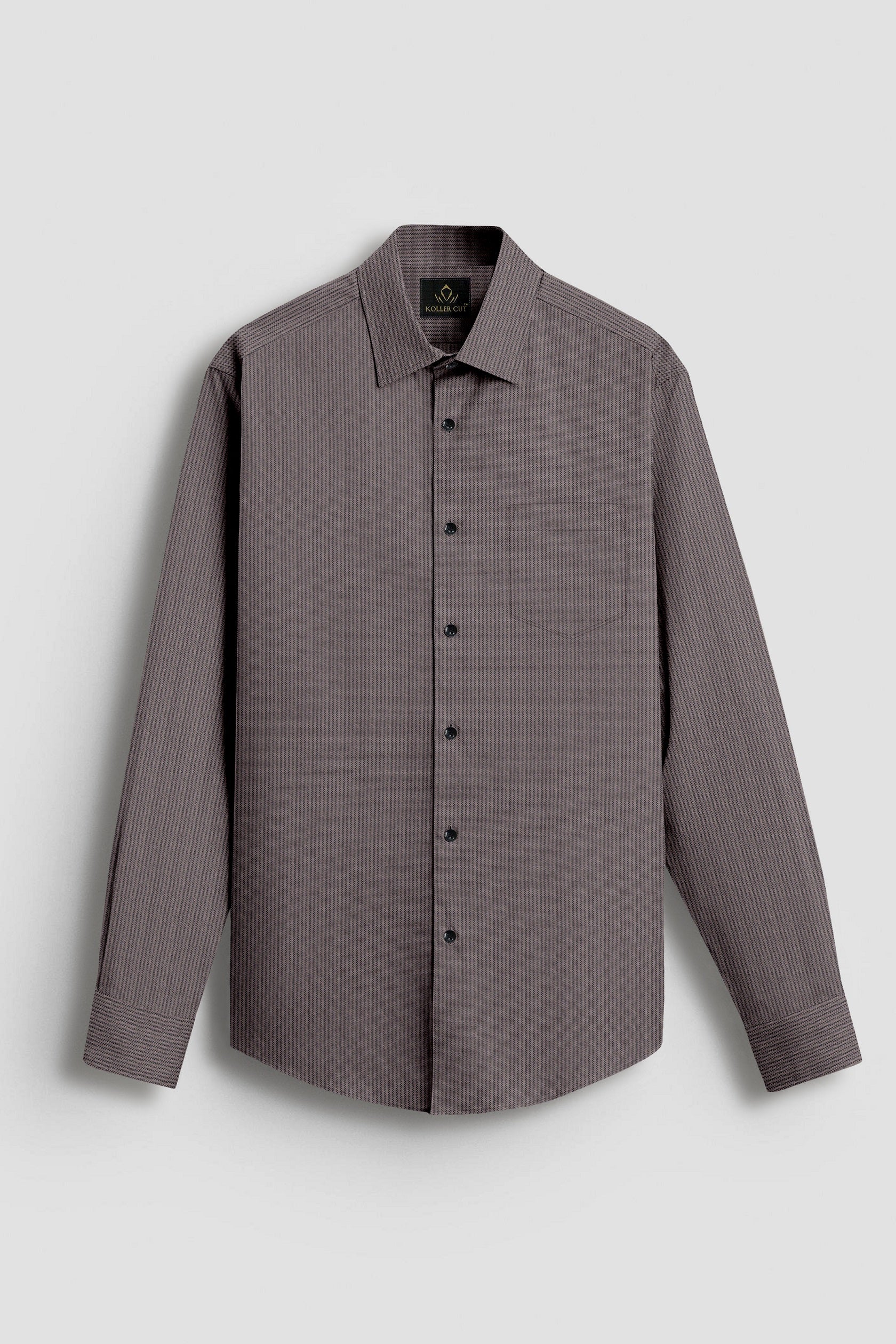 Jaspillite Brown and Coal Black Herringbone Stripes Oxford Cotton Shirt