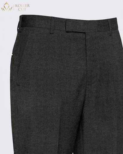 Hematite Gray Wool Blend Slight Stretch Tweed Pant