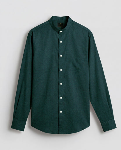 Eden Green Two Toned Mandarin Collar Premium Oxford Cotton Shirt