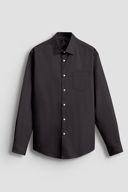 Olive with Espresso Brown and Jade Black Square Jacquard Check 2 Ply Giza Cotton Shirt
