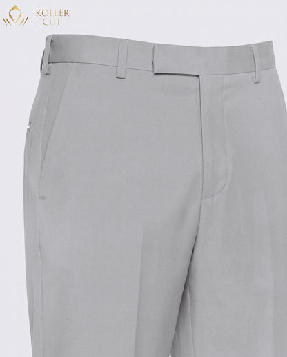 Silver Gray Wool Rich Slight Stretch Pant