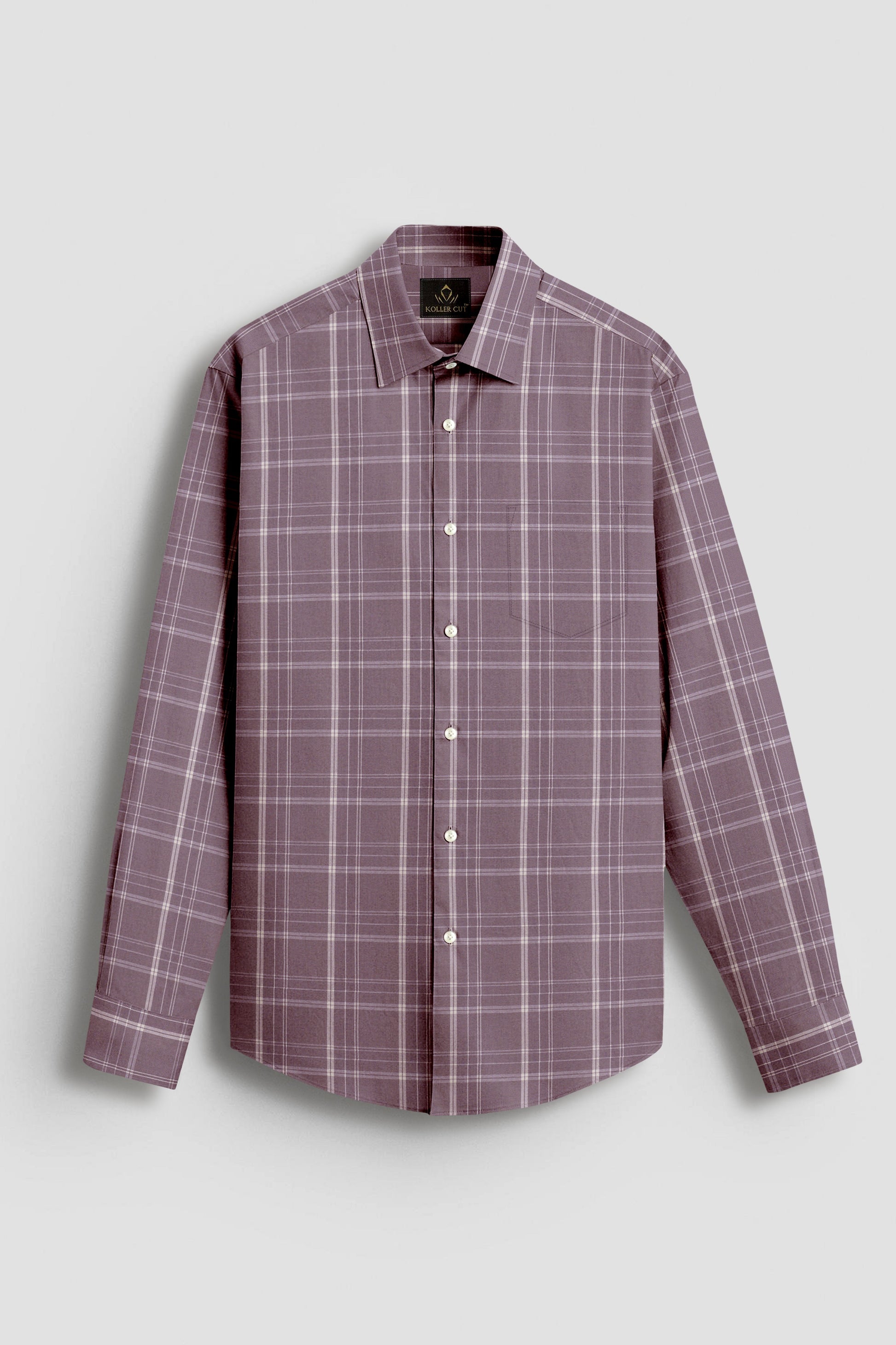 Mauve Purple and Cream Checks Cotton Shirt
