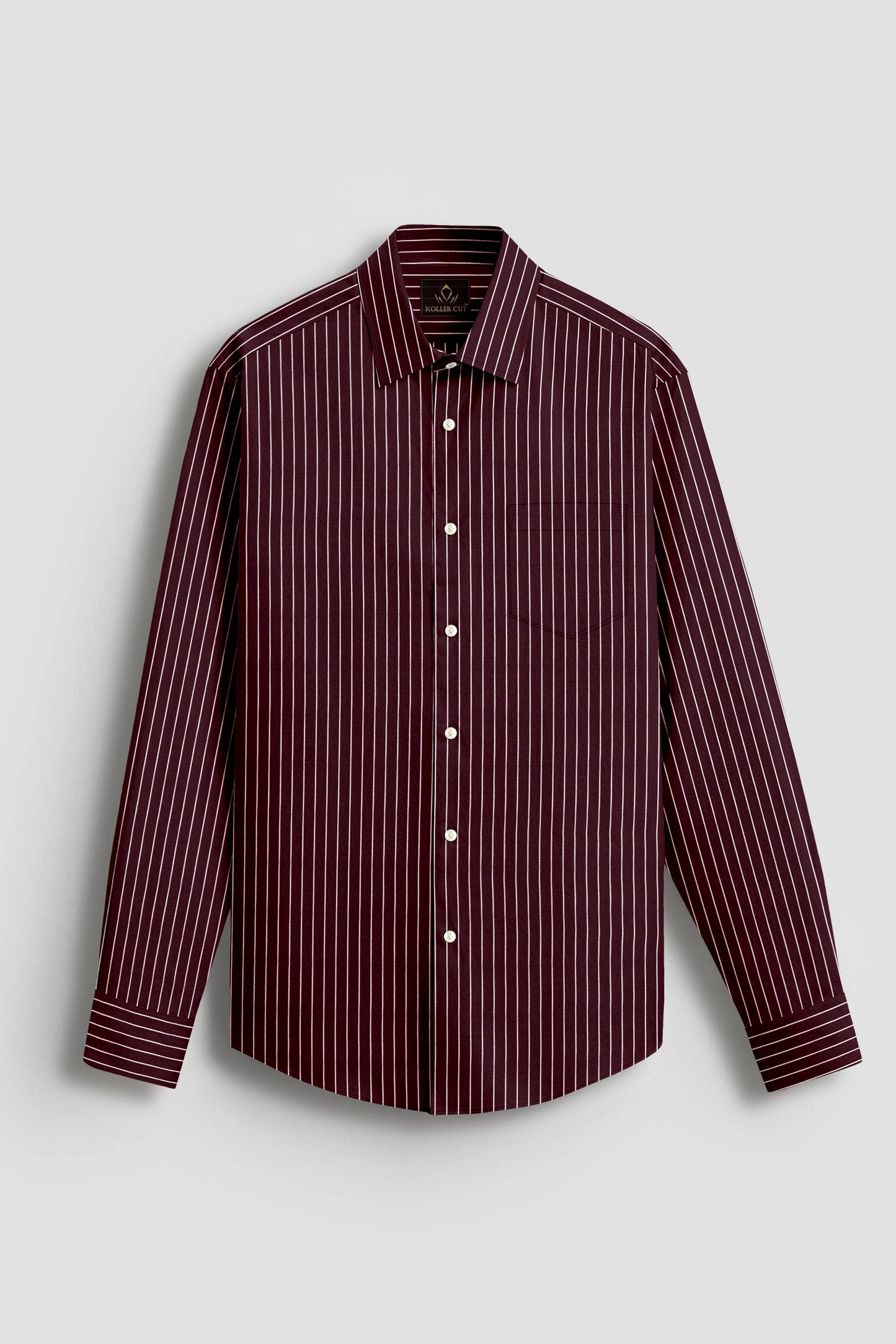 Cordovan Red and Salt White  Pinstripes Cotton Shirt