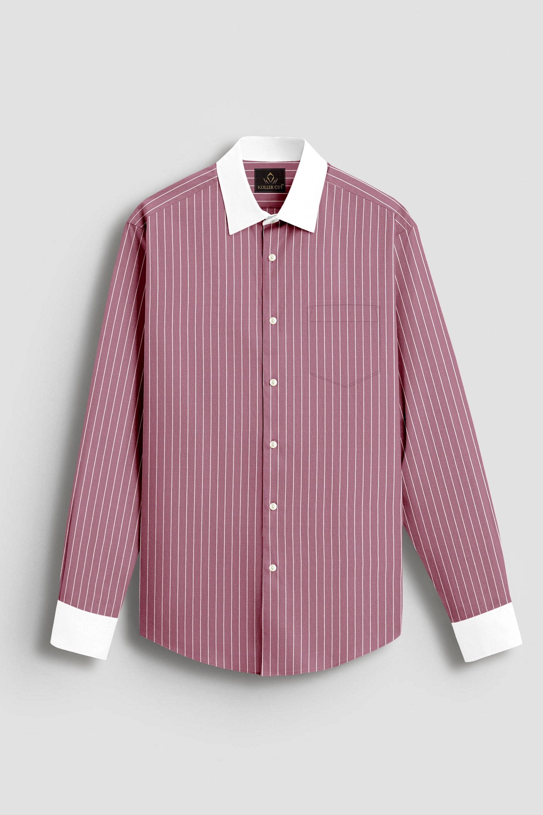 Polignac Pink and Salt White Pinstripes Designer Cotton Shirt