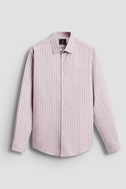 Blossom Pink and Flash White Chalk Stripes Oxford Cotton Shirt