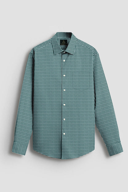 Alpine Green and Porcelain White Gingham Checks Cotton Shirt