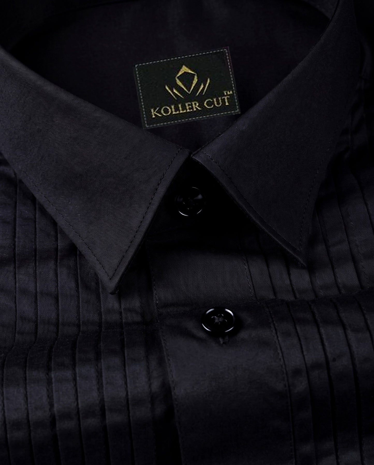Grease Black Giza Cotton Tuxedo Shirt